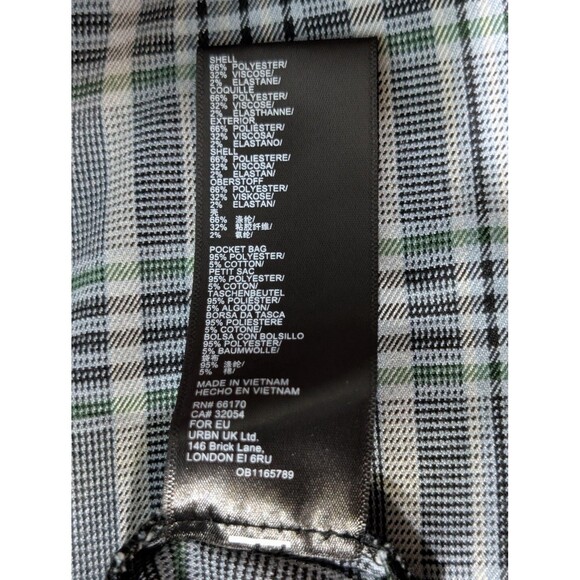 Urban Outfitters Pants Womens Small Gray Green Plaid High Waist Tapered Pull‎ On - Picture 7 of 8